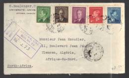 CANADA 1950 Usages Courants Obl. S/Lettre Recommandée Pour Algérie - Storia Postale