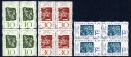 LIECHTENSTEIN 1965 Ferdinand Nigg Centenary Set In Blocks Of 4 MNH / **.  Michel 455-57 - Unused Stamps