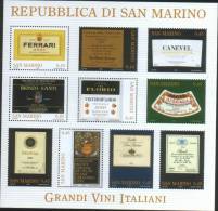 San Marino 2005  Foglietto "I Grandi Vini Italiani"   ** MNH - Unused Stamps