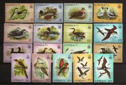 Kiribati 1982 N° 62 / 77 + 95 ** Courant, Oiseaux, Surchargés, Stercorarius, Anas, Pterodroma, Sula, Fregate, Puffinus - Kiribati (1979-...)