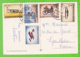 Sur CP - SAN MARIN - 5 Timbres - Lettres & Documents