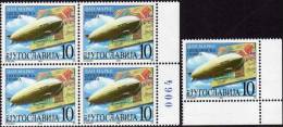 Tag Der Briefmarke 2000 Jugoslawia 2984ER Plus 4-Block ** 25€ Zeppelin-Postkarte Bf Bloc Philatelic Sheet Of YUGOSLAVIJA - Zeppelins