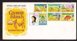 O) 1974 CAYMAN ISLANDS, QUEEN ELIZABETH II, OBJECTS OF A KINGDOM IN THE SEA, SHIELD,FDC. - Cayman Islands