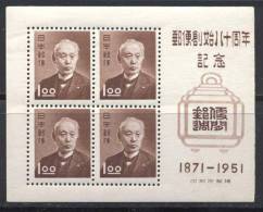 JAPAN - NIPPON - JAPON - 80th. ANNIVERSARY OF POSTAL SERVICE - **MNH - 1951 - Blocs-feuillets