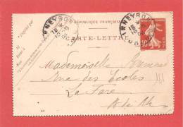 Lettre N° 138 Entier Obl ANNEYRON DROME - 1906-38 Säerin, Untergrund Glatt