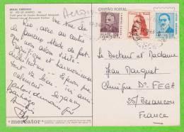 Sur CP - BRESIL - 3 Timbres 6 CACHET 1968 - Covers & Documents