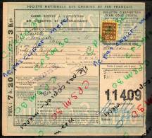 Colis Postaux Bulletin Expédition 7.20 F 3 Kg Timbre 2.40 F N° 11409 (cachet Gare SNCF PARIS BATIGNOLES) - Lettres & Documents