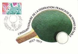 CPSM CINQUANTENAIRE DE LA FEDERATION DE TENNIS DE TABLE PARIS ANNECY  TIMBRE MAXIMUM 1 ER JOUR  DEC 1977 - Table Tennis