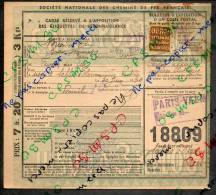 Colis Postaux Bulletin Expédition 7.20fr 3kg Timbre 2.40fr N° 18809 (cachet Gare SNCF PARIS VALMY) - Briefe U. Dokumente