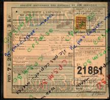 Colis Postaux Bulletin Expédition 7.20fr 3kg Timbre 2.40fr N° 21861 (cachet Gare SNCF COLLONGES-FONTAINES PLM) - Brieven & Documenten