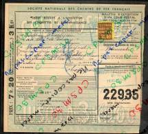 Colis Postaux Bulletin Expédition 7.20fr 3kg Timbre 2.40fr N° 22935 (cachet Gare SNCF BORDEAUX CENTRAL SO) - Brieven & Documenten