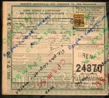 Colis Postaux Bulletin Expédition 7.20fr 3kg Timbre 2.40fr N° 24370 (cachet Gare SNCF GRENOBLE PLM) - Brieven & Documenten