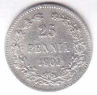 @Y@   FINLAND  25 Pennia 1901  Zilver / Ag     (1965) - Finlande