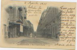 Alexandrie, Rue Cherif Pacha, CP Précurseur, 1905, Envoyée Au Baron Acton, Consul Général D´Italie - Alexandrië