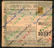 Colis Postaux Bulletin Expédition 7.20fr 3kg Timbre 2.40fr N° 30337 (cachet Gare SNCF VERSAILLES-CHANTIERS ETAT) - Brieven & Documenten