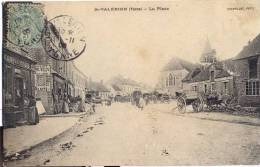 1120 - Yonne -  St  VALERIEN :  La Place , Confections Et Droguerie à Gauche  Disparus ?? Circulée En 1906 - Saint Valerien