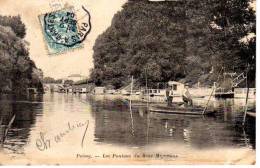 78 - POISSY  - Les Pontons Du Bras Mignaux  Pécheur  à La Ligne Thee Pèche  - Cpa Précurseur  Dos Simple - Poissy