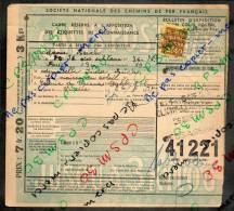 Colis Postaux Bulletin Expédition 7.20fr 3kg Timbre 2.40fr N° 41221 (cachet Gare SNCF OUEST CLICHY-LEVALLOIS MESSAGERIES - Covers & Documents