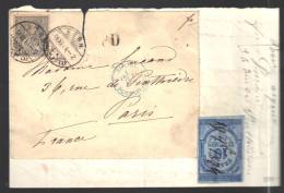 SUISSE 1874  Obl. S/Lettre De Change Pour La France Mixte Avec Fiscal Français - Storia Postale