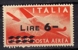 1947 Nuovo Valore In Soprastampa 6 L Nuovo - Airmail