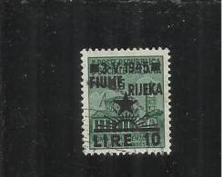 OCCUPAZIONE FIUME 1945 L. 10 SU 0,25 TIMBRATO - Jugoslawische Bes.: Fiume