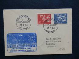 A1884     1° FLIGHT  SAS 1958 - Lettres & Documents