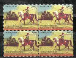 INDIA, 2009, 2nd Lancers, Gardners Horse, Bicentenary Celebration, Horse Rider Military, Block Of 4,  MNH, (**) - Ungebraucht