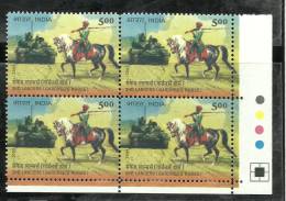 INDIA, 2009, 2nd Lancers, Gardners Horse, Bicentenary Celebration, Horse RiderBlock Of 4, With Traffic Lights  MNH, (**) - Ungebraucht