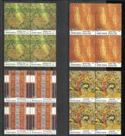 INDIA, 2009, Traditional Indian Textiles,  Set 4 V, Block Of 4, MNH, (**) - Ungebraucht