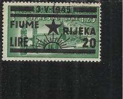 OCCUPAZIONE FIUME 1945 L. 20 SU 1,25 TIMBRATO - Ocu. Yugoslava: Fiume