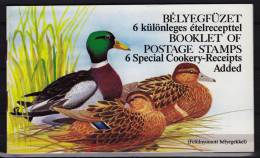 1990's Hungary - DUCK Stamps BOOKLET - With English Language Food RECEIPT - MNH - Ducks