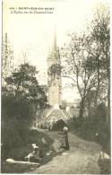 CPA  29 - SAINT-JEAN DU DOIGT       L´Eglise, Vue Du Chemin-Creux      Belle Animation      (TBE) - Saint-Jean-du-Doigt