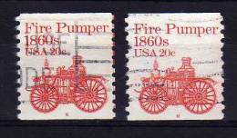 USA - 1981 - 20 Cents Fire Pumper (Plate 6 & 8) - Used - Coils (Plate Numbers)