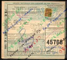 Colis Postaux Bulletin Expédition 7.20fr 3kg Timbre 2.40fr N° 45768 (cachet Gare SNCF PERPIGNAN P.O. MIDI Et SABLES D'O) - Briefe U. Dokumente