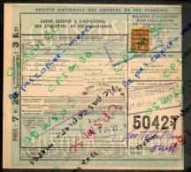 Colis Postaux Bulletin Expédition 7.20fr 3kg Timbre 2.40fr N° 50427 (cachet Gare SNCF PARIS PAUL LELONG) Heure Limite - Briefe U. Dokumente