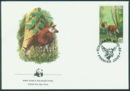 Zaire  1984  WWF - Okapi  (4 FDC  Kpl. )  Mi: 875-78 (8,00 EUR) - 1980-1989