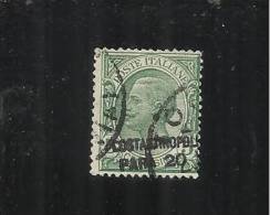 LEVANTE COSTANTINOPOLI 1922 SOPRASTAMPATO D'ITALIA ITALY OVERPRINTED PARA 20 SU CENT. 5 C USATO USED OBLITERE' - European And Asian Offices