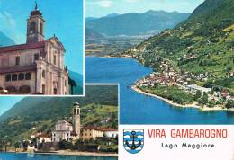 VIRA GAMBAROGNO - Lago Maggiore - Carte Multivues Circulée En 1974, 2 Scans - Gambarogno