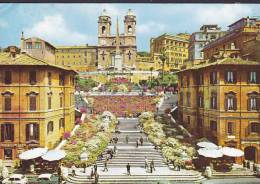 ## Italy PPC Roma Piazza Di Spagna 1988 To Denmark Vatican Stamp (2 Scans) - Orte & Plätze