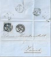 Brief  Schaffhausen - "Kreditanstalt Zürich"  (Bahnstempel)         1863 - Lettres & Documents