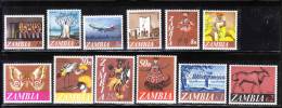 Zambia 1968 Def Plane Tobacco Picker Birds Dancer Railway Bridge MNH - Zambia (1965-...)