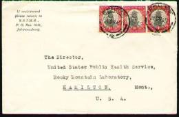 SOUTH AFRICA 1937 -  COVER From ESHOWE To HAMILTON, USA - Brieven En Documenten