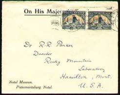 SOUTH AFRICA 1940 -  ON HIS MAJESTY SERVICE COVER From Pietermaritzburg To Hamilton, USA - Lettres & Documents