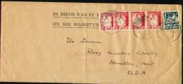 SOUTH AFRICA 1942 -  ON HIS MAJESTY SERVICE COVER From Pietermaritzburg To Hamilton, USA - Covers & Documents