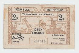 New Caledonia 2 Francs 1943 VF P 56a 56 A - Nouméa (Neukaledonien 1873-1985)