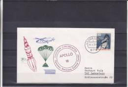 Espace - Apollo 16 - Hélicoptères - Fusée - Parachute - Allemagne - Berlin - Lettre De 1972 - Covers & Documents