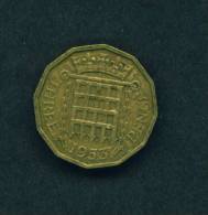 GREAT BRITAIN  -  1953  3 Pence  Circulated As Scan - Altri & Non Classificati