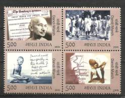 INDIA, 2005, 75th Anniversary Of Dandi March, By Gandhi,Different Layout, Setnant Block Of 4, MNH,(**) - Mahatma Gandhi