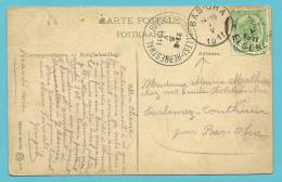 83 Op Kaart Met Stempel ELSENE Met Treinstempel (ambulant) BRUSSEL (BRUXELLES) - HERBESTHAL (28mm) Naar BAS-OHA - Bahnpoststempel