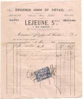 Facture/Epicerie Gros Et Détail/Lejeune Sseur/DREUX/1880     FACT28 - Sport En Toerisme